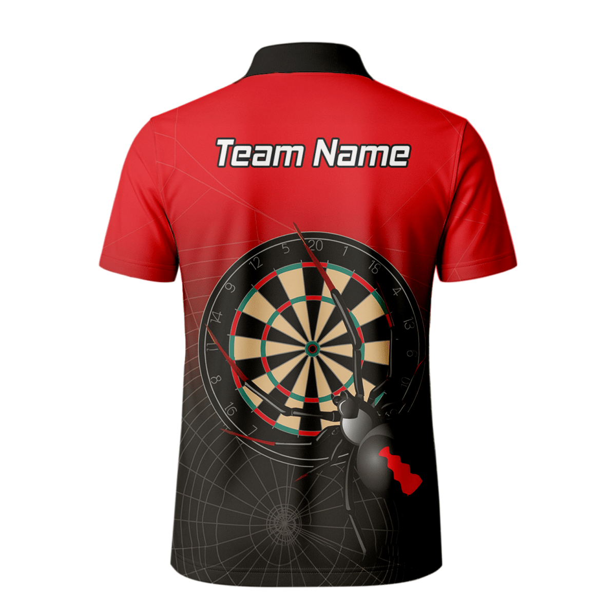 Herren Personalisiertes Black Widow Darts Poloshirt Rot Schwarz F3646 - Outfitsuche