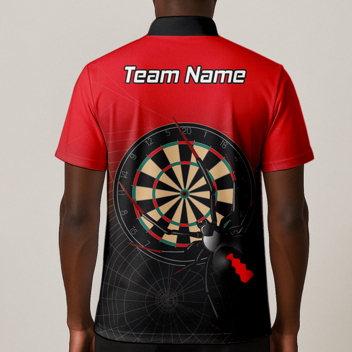 Herren Personalisiertes Black Widow Darts Poloshirt Rot Schwarz F3646 - Outfitsuche