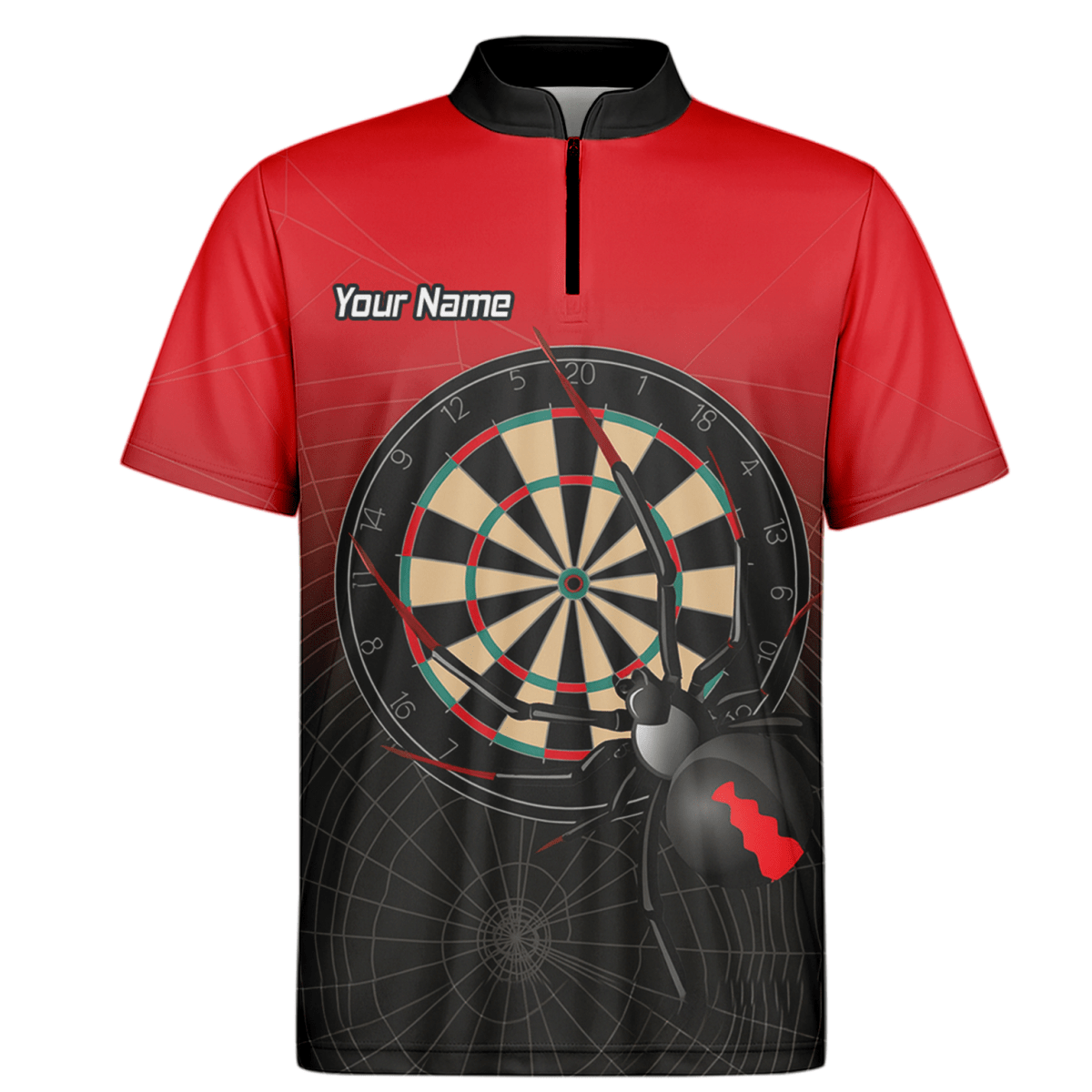 Herren Personalisiertes Black Widow Darts Poloshirt Rot Schwarz F3646 - Outfitsuche