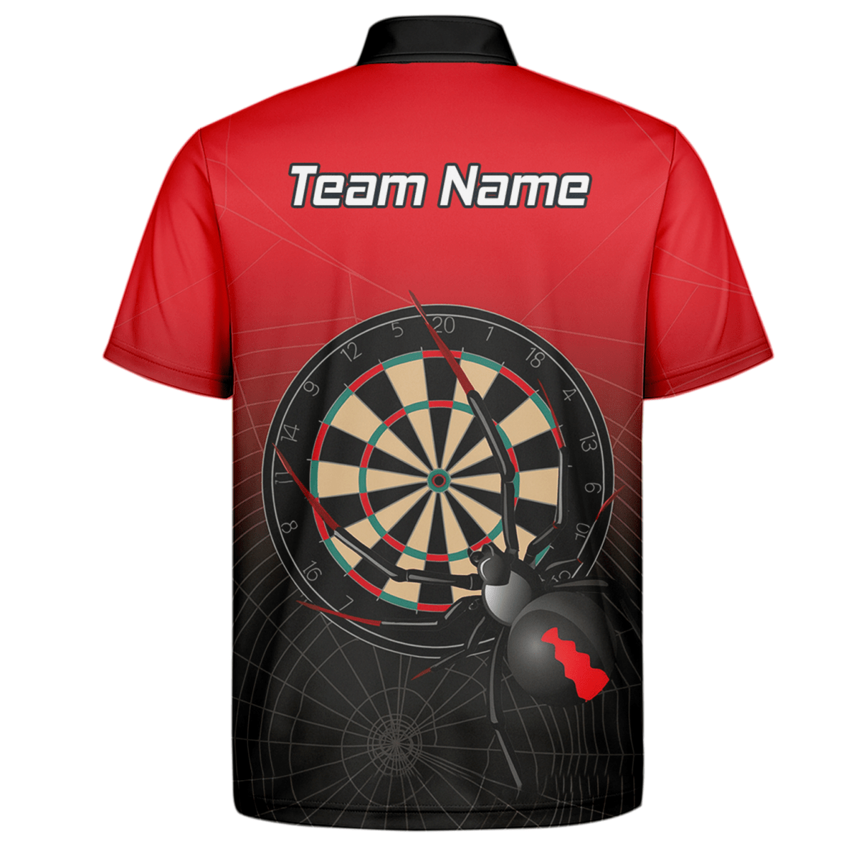 Herren Personalisiertes Black Widow Darts Poloshirt Rot Schwarz F3646 - Outfitsuche