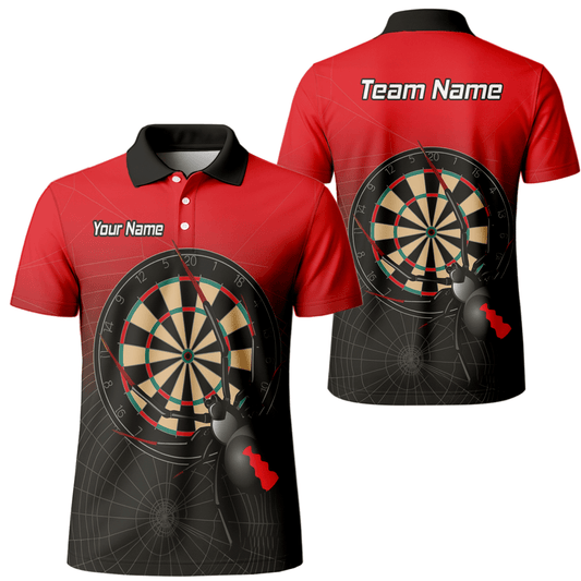 Herren Personalisiertes Black Widow Darts Poloshirt Rot Schwarz F3646 - Outfitsuche