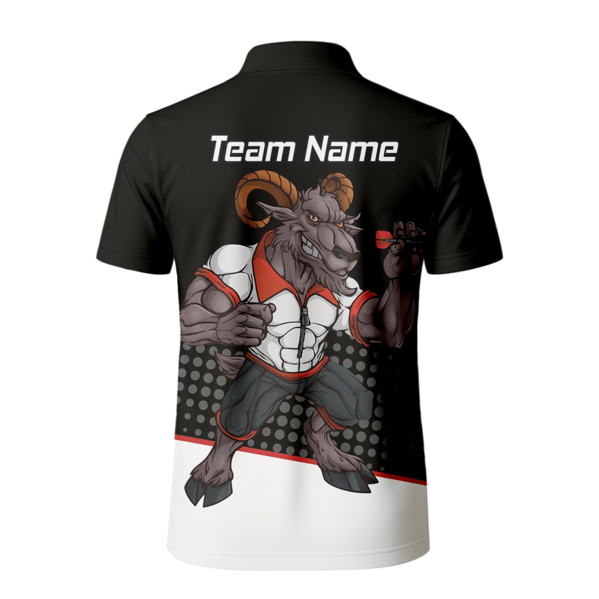 Herren Personalisiertes Dart Poloshirt Ram Schwarz Weiß Rot P4998 - Outfitsuche