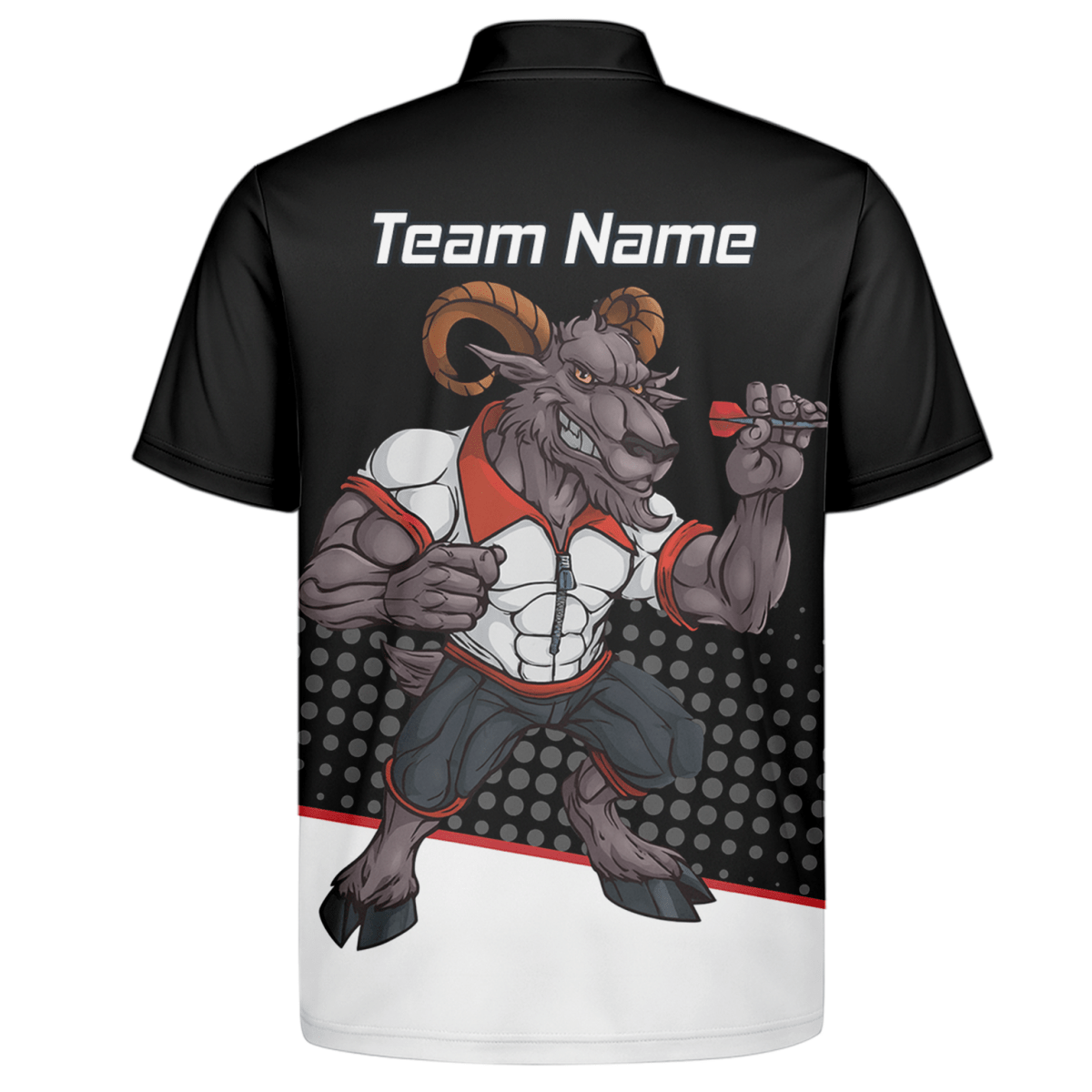 Herren Personalisiertes Dart Poloshirt Ram Schwarz Weiß Rot P4998 - Outfitsuche