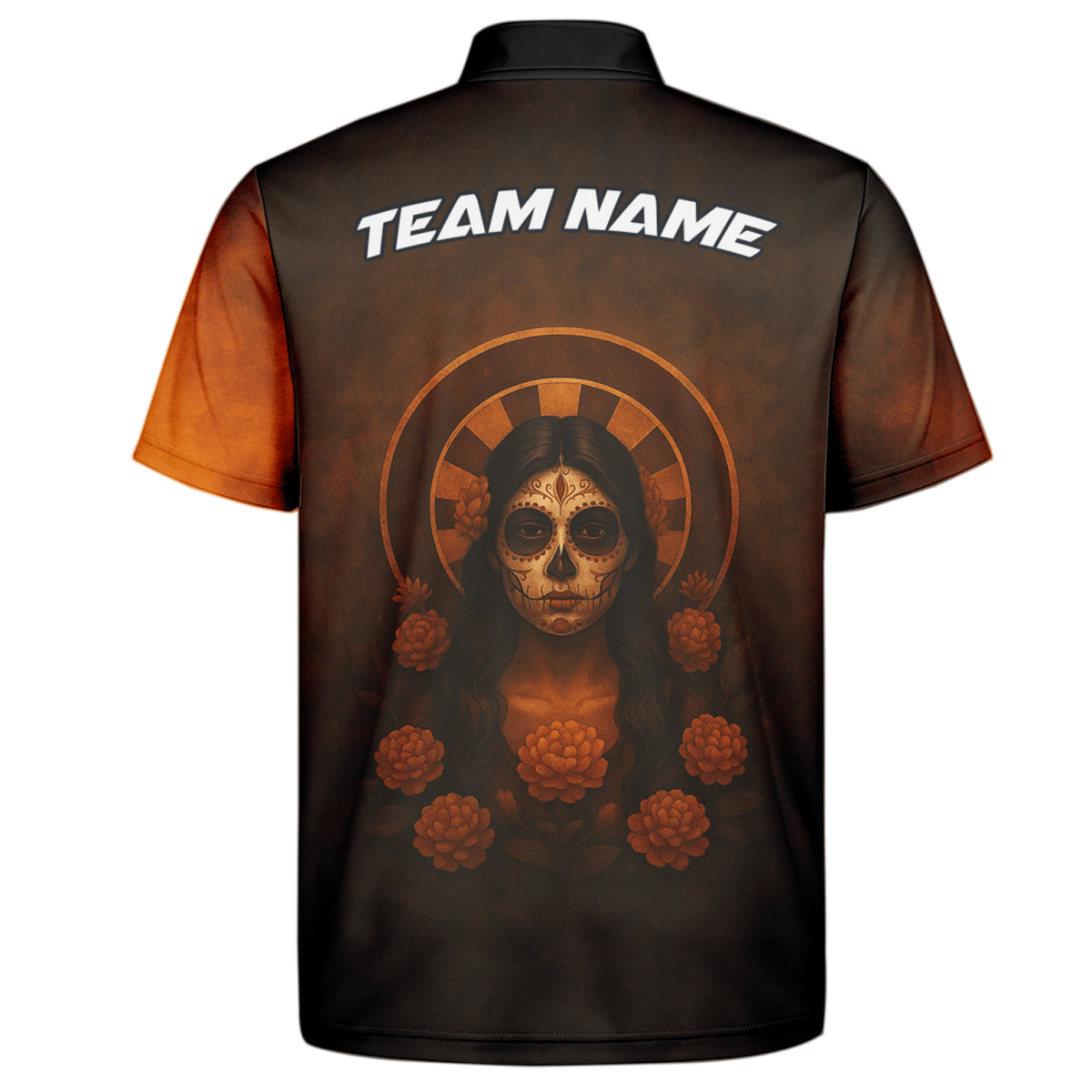 Herren Personalisiertes Poloshirt Tag der Toten Zuckerschädel Darts Braun - Orange K7534 - Outfitsuche