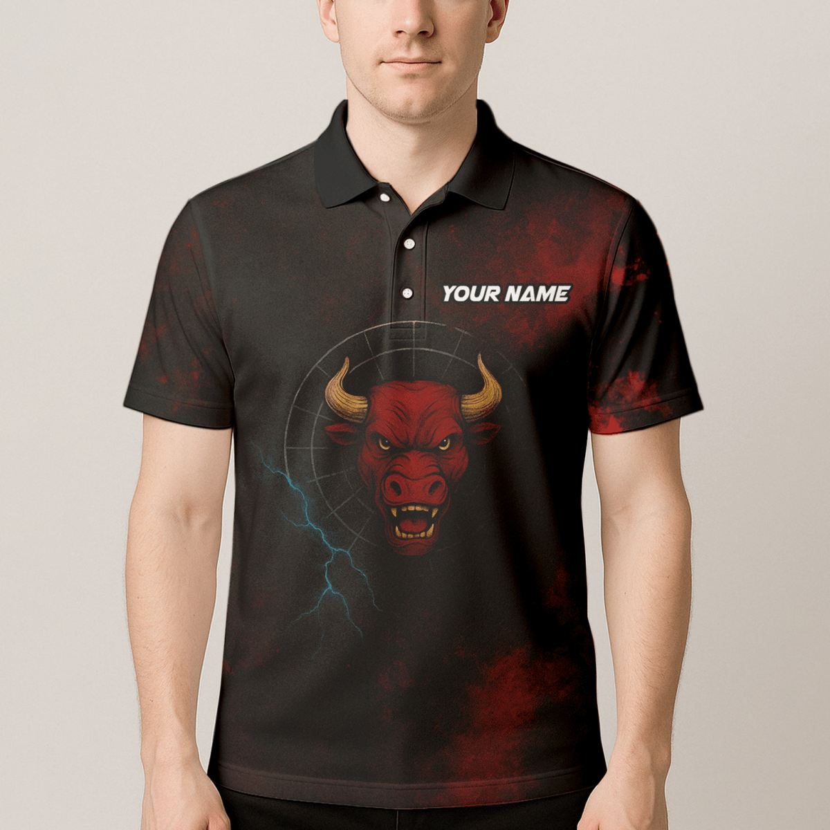 Herren Personalisiertes Red Bull Dart - Polohemd Grunge Schwarz - Rot L3480 - Outfitsuche