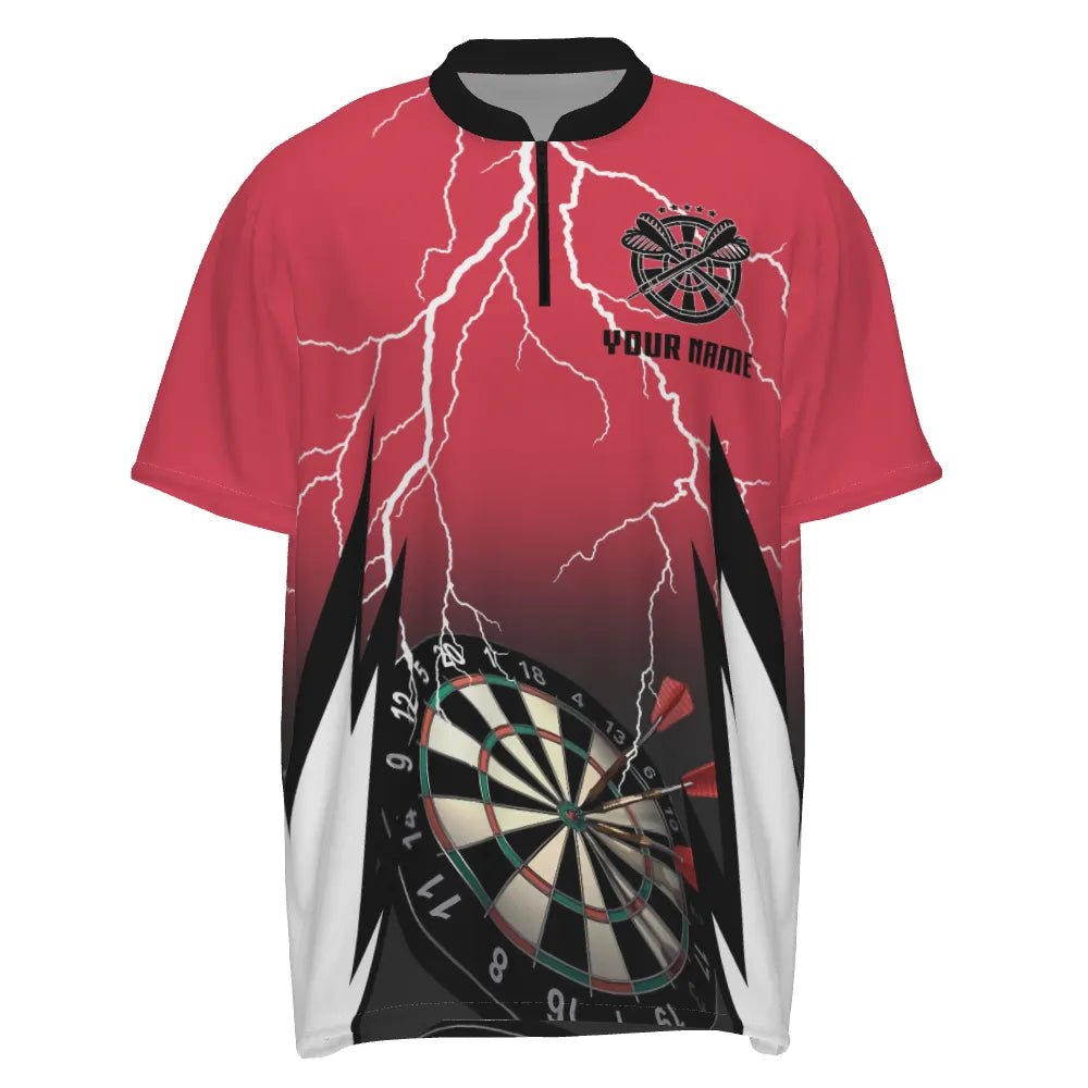 Herren Personalisiertes Rot Blitz Darts 1/4 Zip Shirt Individuelles Thunder Darts Trikot für Männer X452 - Outfitsuche