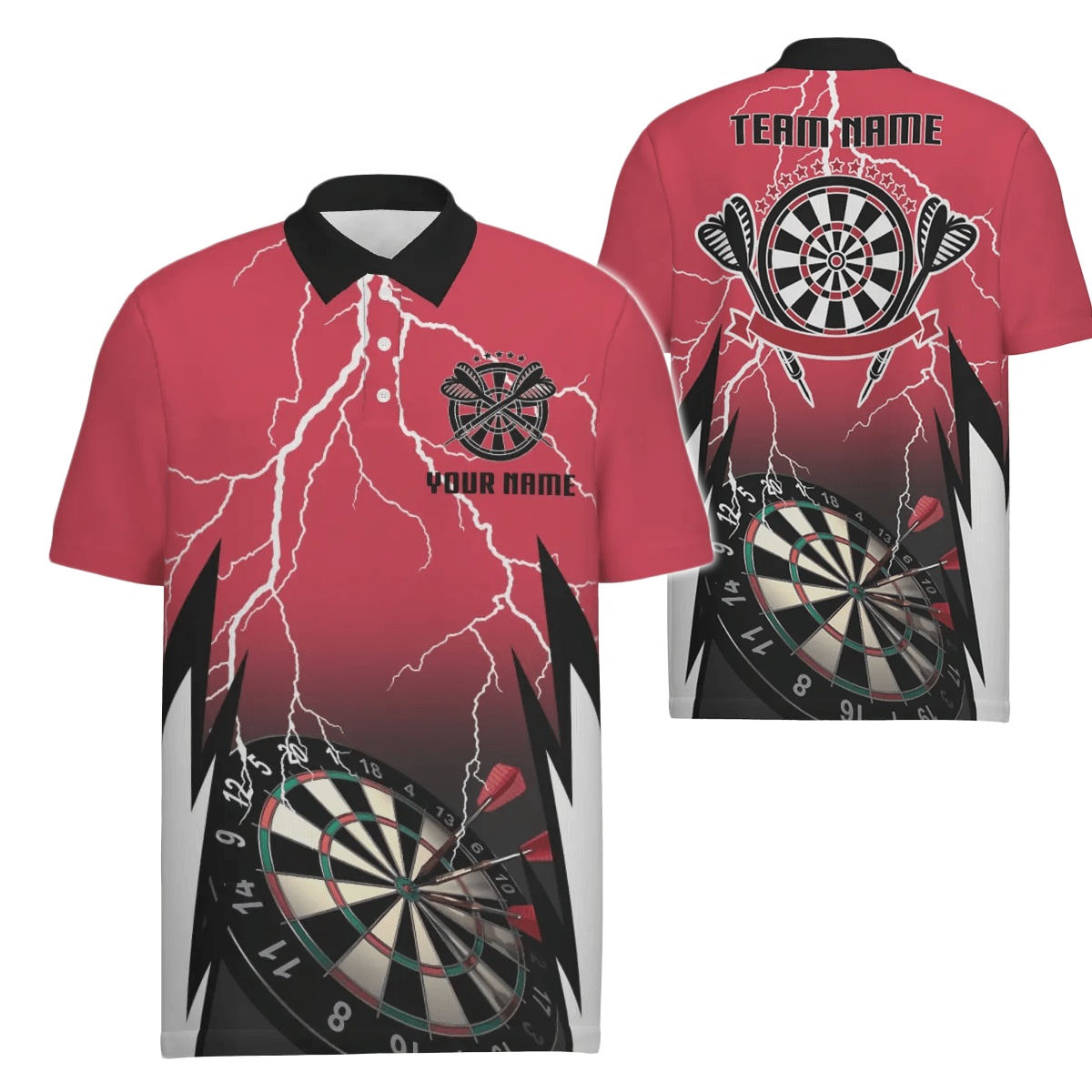 Herren Personalisiertes Rotes Blitz-Darts Polo Shirt, Individuelles Thunder Darts Trikot für Männer T0334 - Outfitsuche