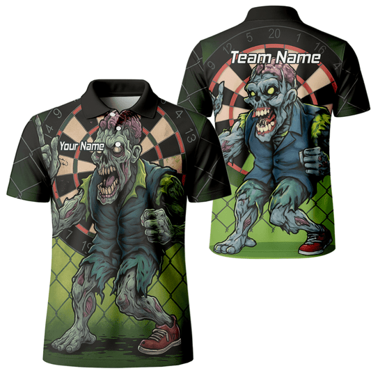 Herren Personalisiertes Zombie Dart Poloshirt Grün - Schwarz P6458 - Outfitsuche