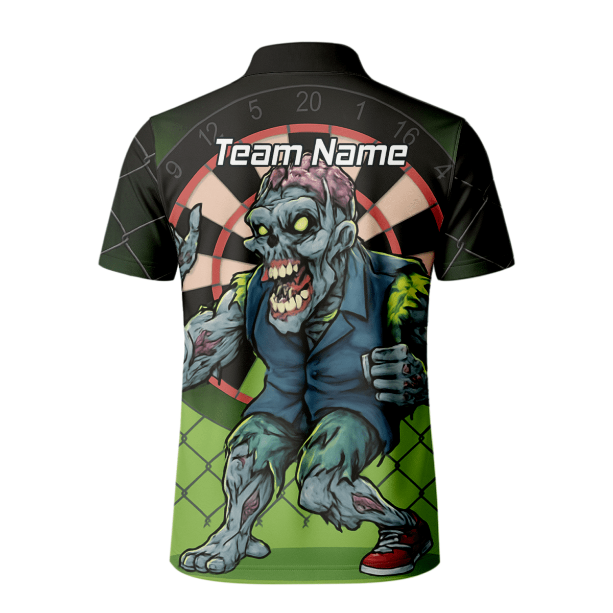 Herren Personalisiertes Zombie Dart Poloshirt Grün - Schwarz P6458 - Outfitsuche