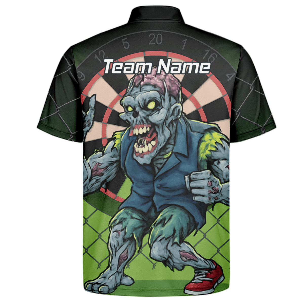 Herren Personalisiertes Zombie Dart Poloshirt Grün - Schwarz P6458 - Outfitsuche