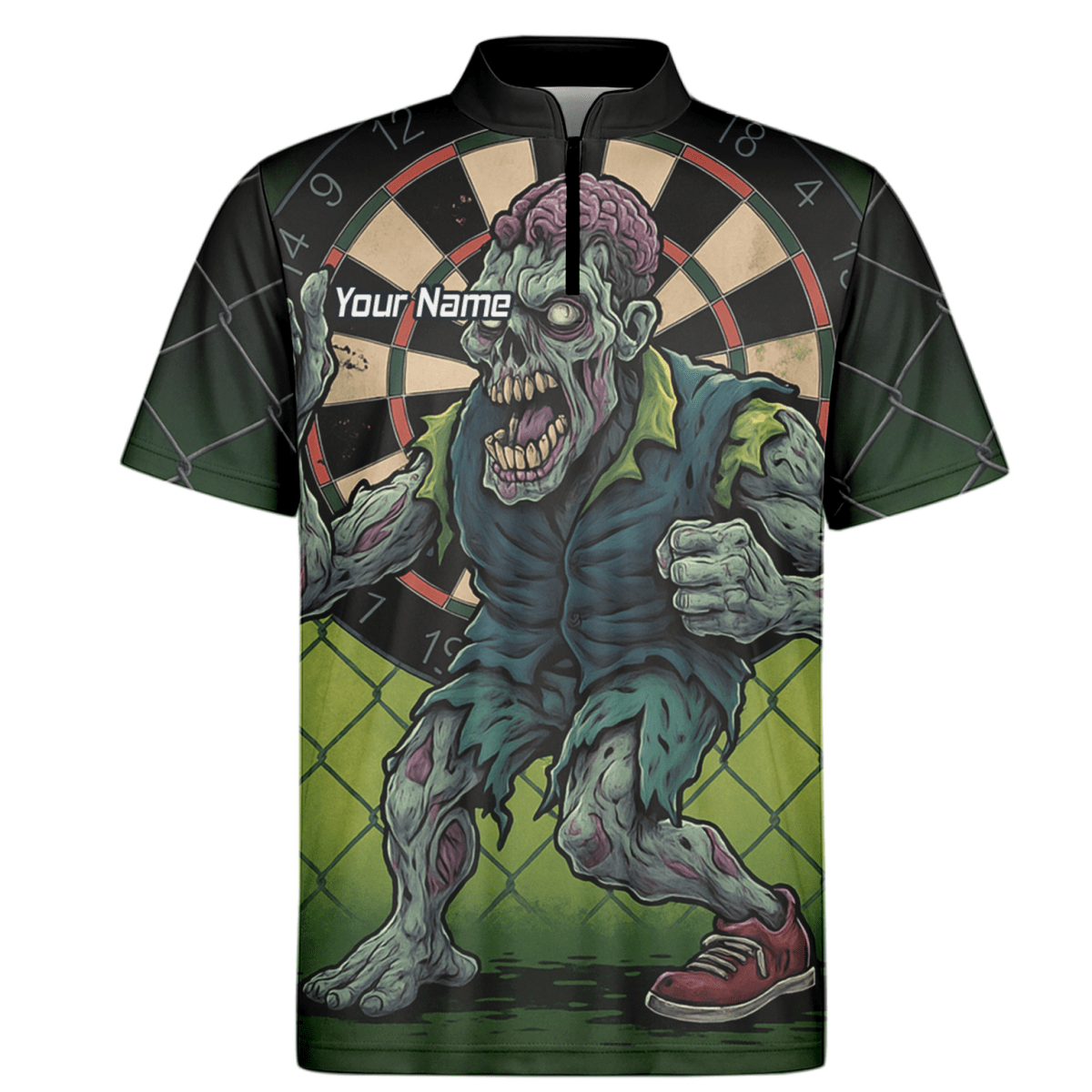 Herren Personalisiertes Zombie Dart Poloshirt Grün - Schwarz P6458 - Outfitsuche