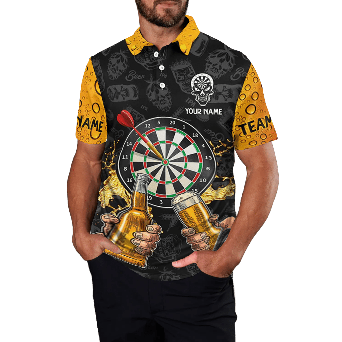 Herren Polo - Shirt "Bier - Darts" - Trink - Darts Trikot Y8221 P - Outfitsuche