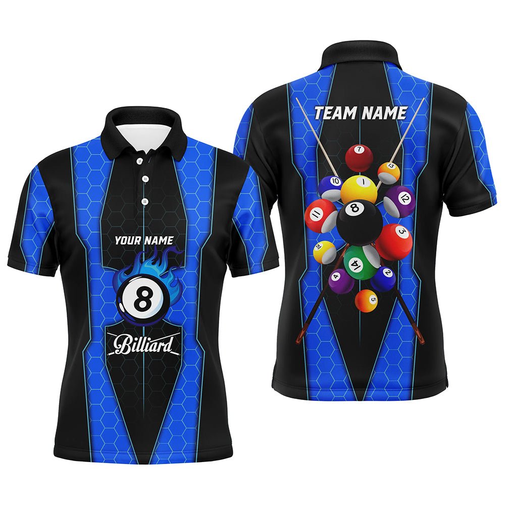 Herren Polo - Shirt Blue Fire mit 8 - Ball - Billard - Motiv V1068 - Outfitsuche