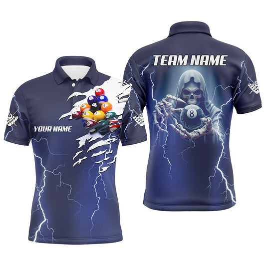 Herren Polo - Shirt Blue Skeleton Thunder für Billard T1091 - Outfitsuche