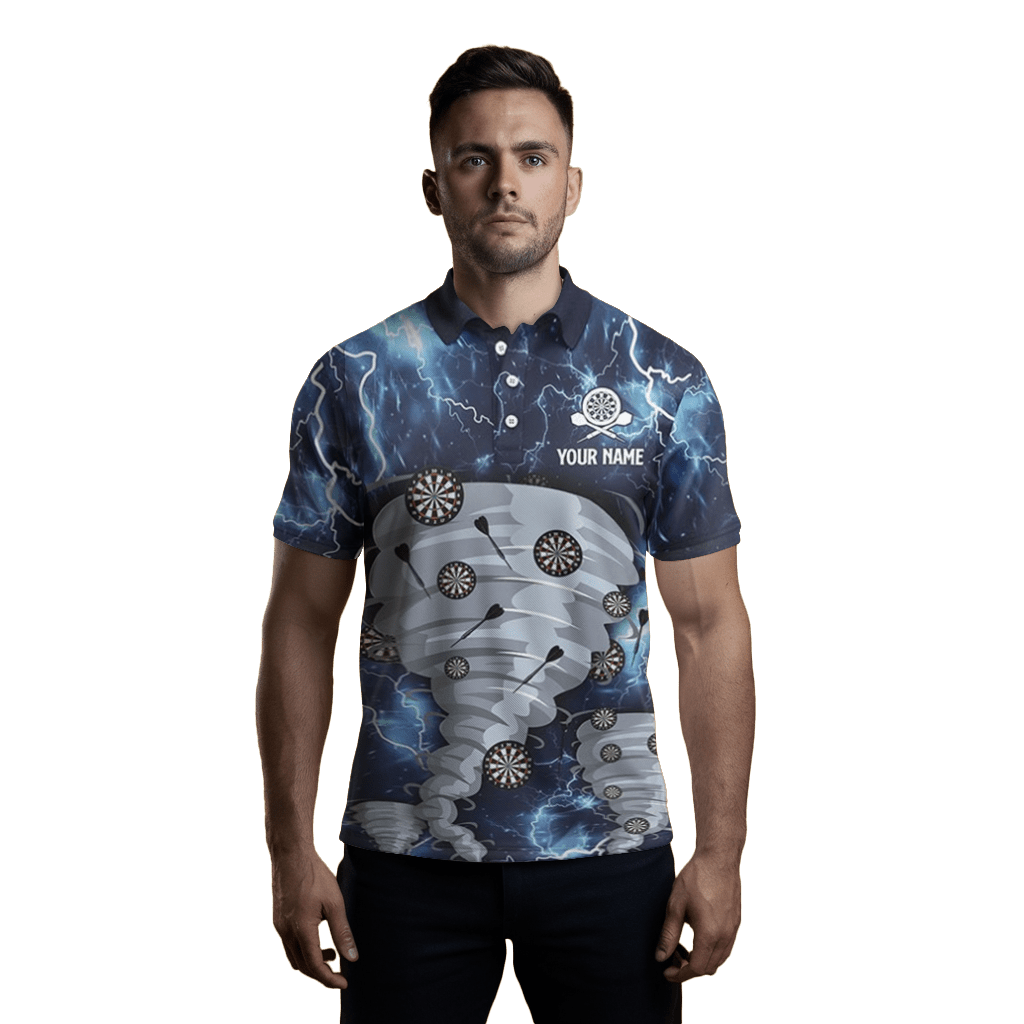 Herren Polo - Shirt "Blue Thunder Lightning Darts" - Darttrikot in Blau für Männer D636 - Outfitsuche