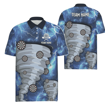 Herren Polo-Shirt "Blue Thunder Lightning Darts" - Individuell gestaltete Sturm-Dartshirts für Männer - Darttrikot D636 - Outfitsuche