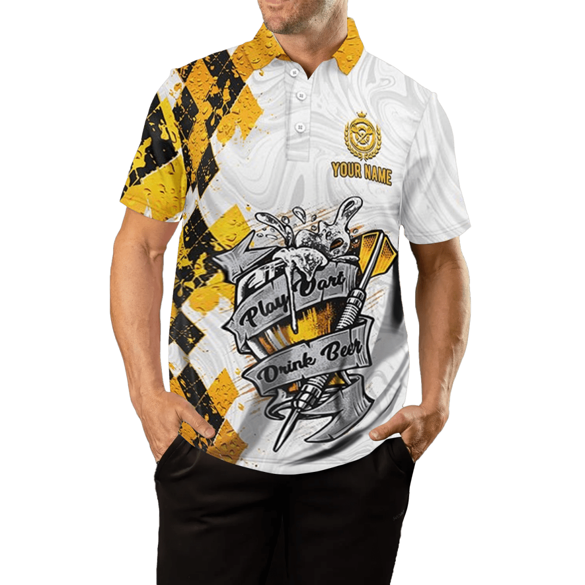 Herren Polo - Shirt "Dart & Bier" mit Argyle - Muster, Dart - Shirt S49 - Outfitsuche