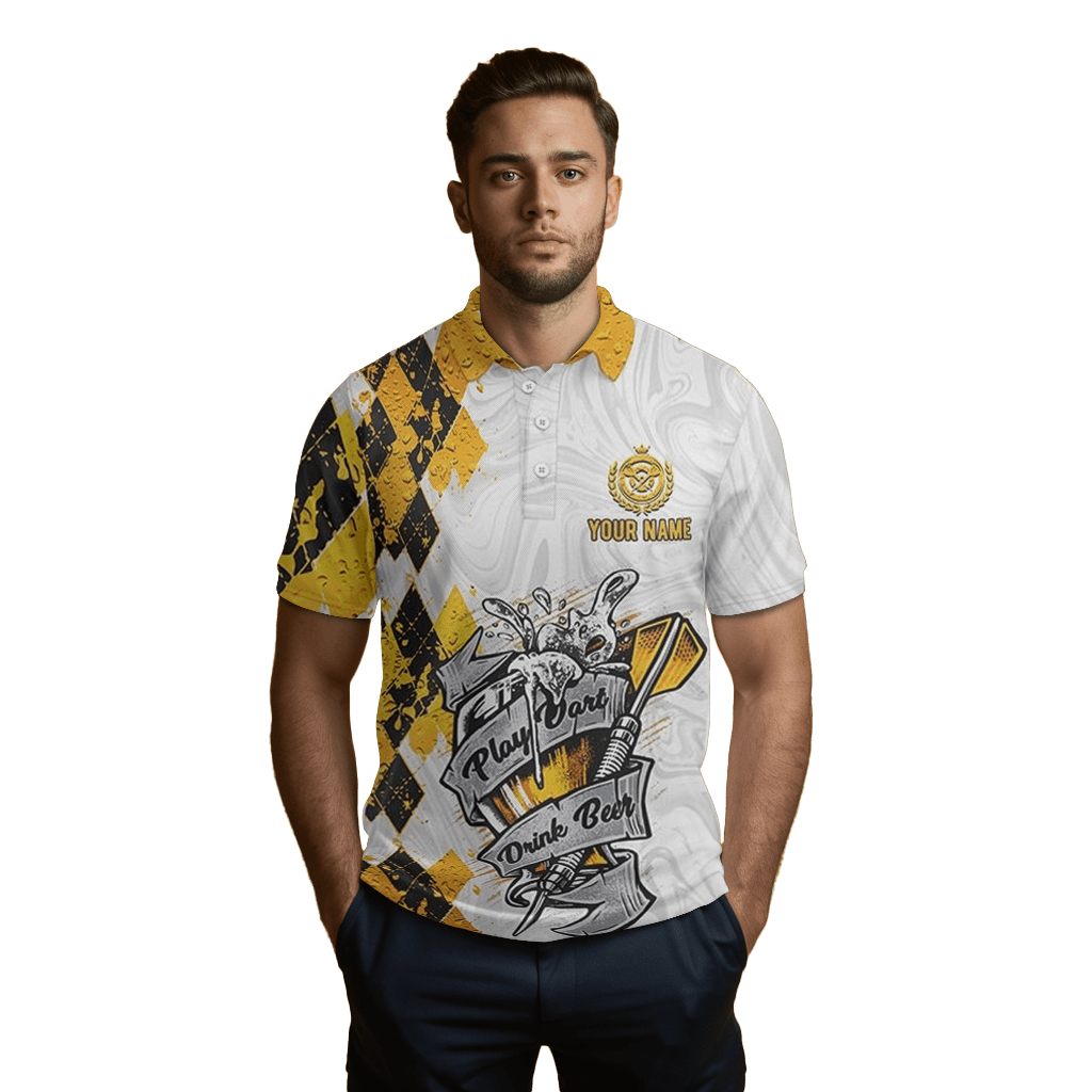 Herren Polo - Shirt "Dart & Bier" mit Argyle - Muster, Dart - Shirt S49 - Outfitsuche