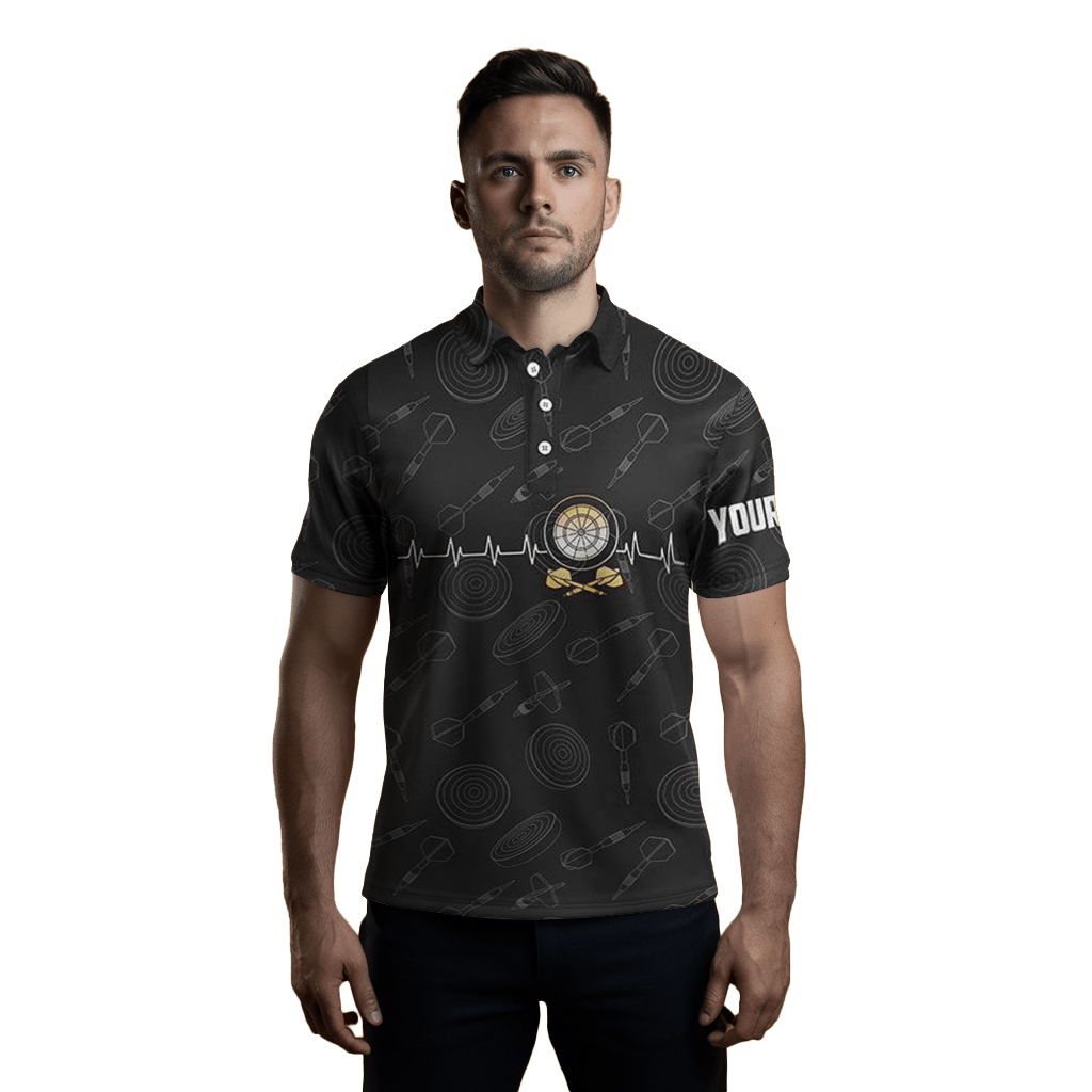 Herren Polo - Shirt Dartboard Herzschlag Design, schwarz X823 - Outfitsuche