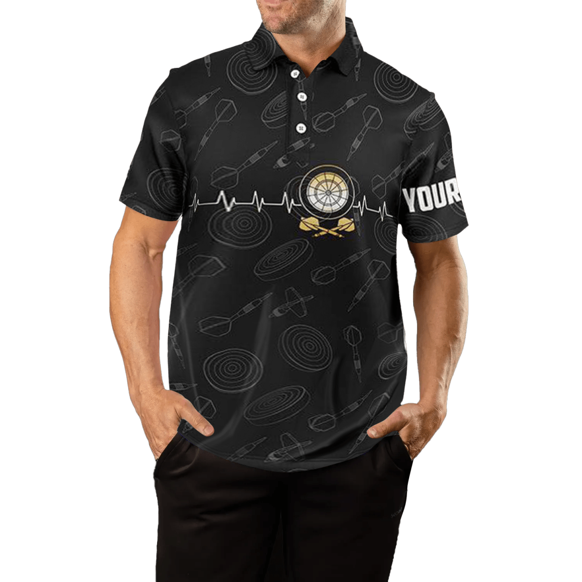 Herren Polo - Shirt Dartboard Herzschlag Design, schwarz X823 - Outfitsuche