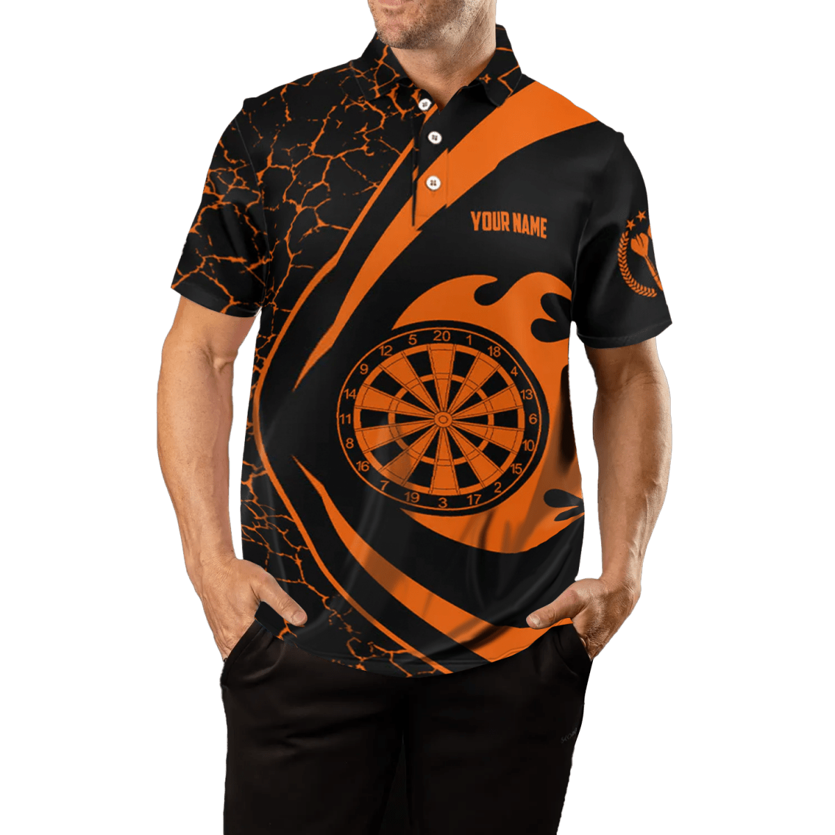 Herren Polo - Shirt Dartmotiv orange - Dartshirt für Männer - Größe H259 orange - Outfitsuche