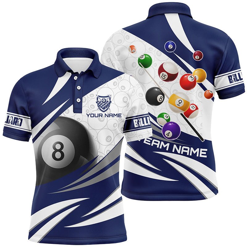 Herren Polo - Shirt in Blau mit 3D 8 - Ball - Motiv T1170 - Outfitsuche