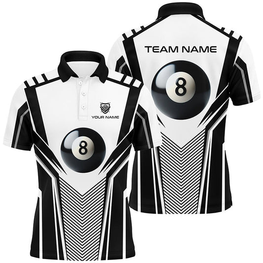 Herren Polo - Shirt mit 8 - Ball - Billard - Motiv in Schwarz und Weiß V1036 - Outfitsuche