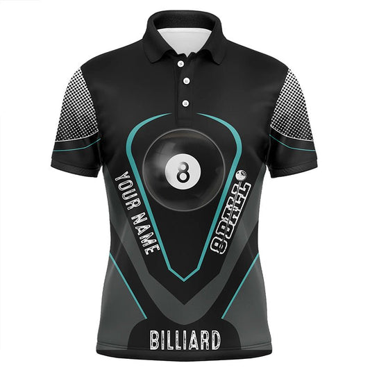 Herren Polo - Shirt mit 8 - Ball - Motiv in Schwarz und Blau V1065 - Outfitsuche