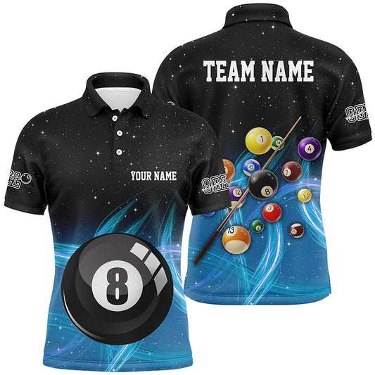 Herren Polo - Shirt mit blauem Farbverlauf und 8 - Ball - Motiv V1060 - Outfitsuche