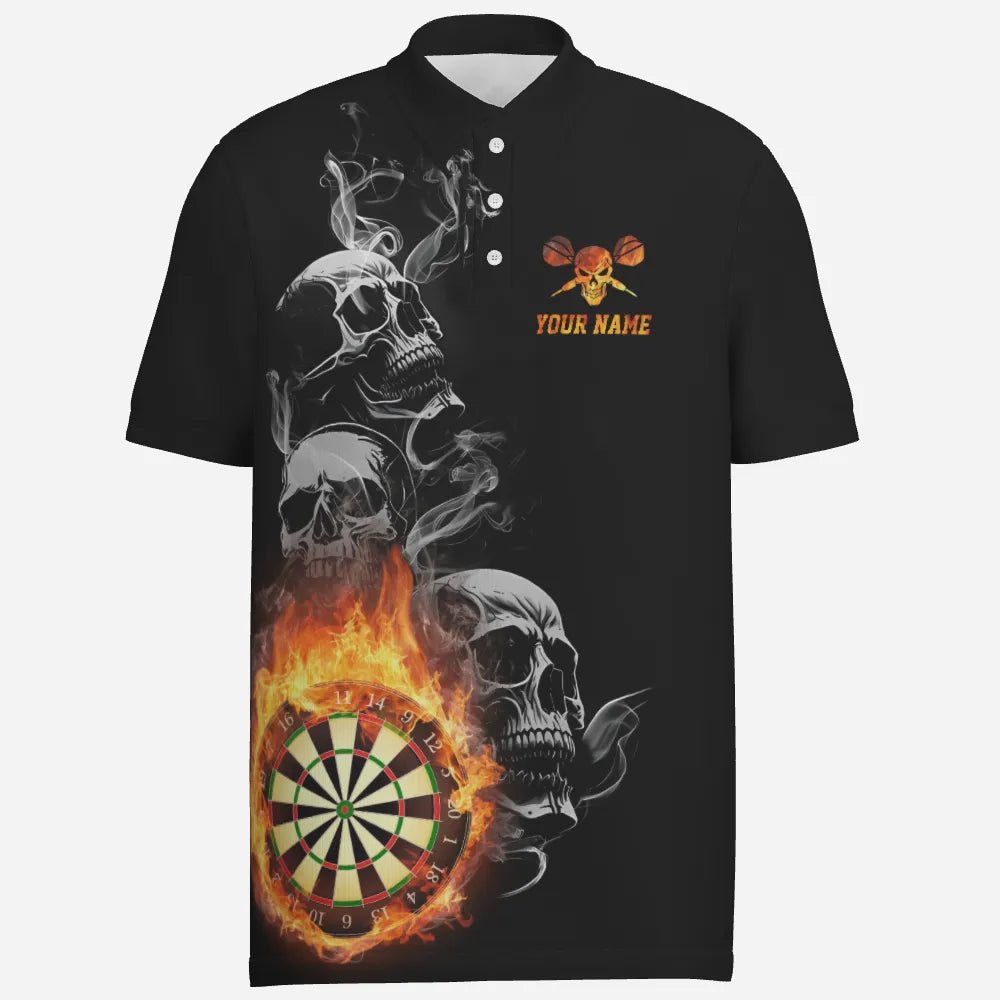 Herren Polo-Shirt mit Darts Totenkopf-Flammen-Motiv, individuell anpassbares Feuer-Darts-Shirt für Männer, Darts Trikot R847 - Outfitsuche