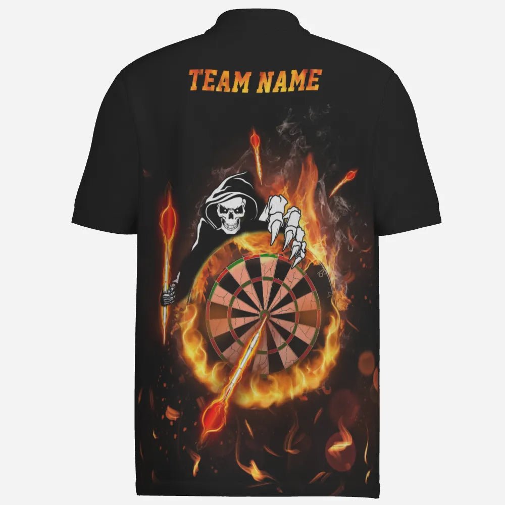 Herren Polo-Shirt mit Darts Totenkopf-Flammen-Motiv, individuell anpassbares Feuer-Darts-Shirt für Männer, Darts Trikot R847 - Outfitsuche