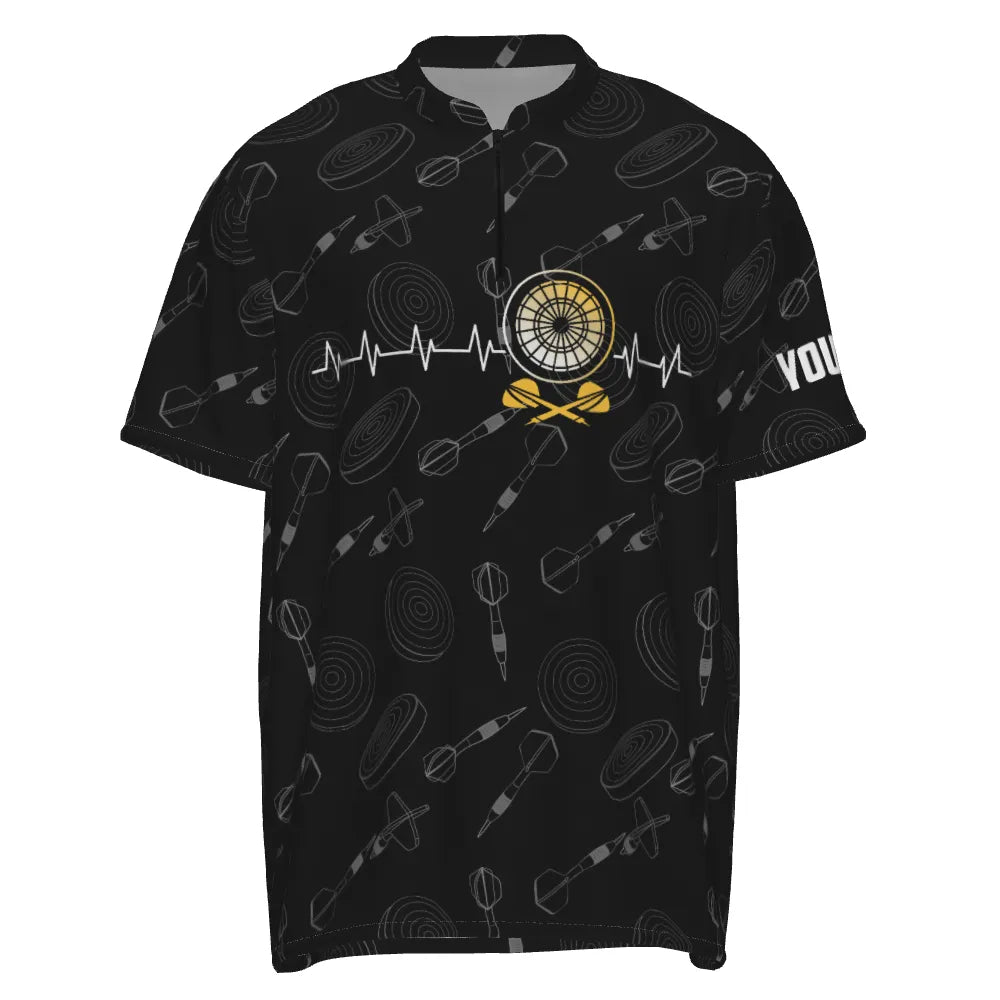 Herren Polo-Shirt mit individuellem Darts-Muster und Herzschlag-Design, Dartboard-Motiv, schwarz X823 - Outfitsuche