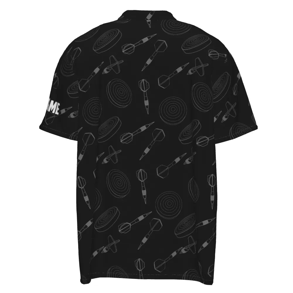 Herren Polo-Shirt mit individuellem Darts-Muster und Herzschlag-Design, Dartboard-Motiv, schwarz X823 - Outfitsuche