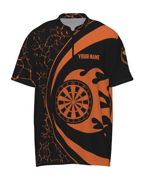 Herren Polo-Shirt mit orangenem Feuerflammen-Dartmotiv, Dartshirt für Männer, Darttrikot H259 - orange - Outfitsuche