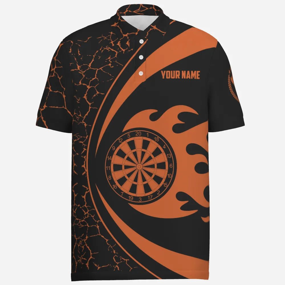 Herren Polo-Shirt mit orangenem Feuerflammen-Dartmotiv, Dartshirt für Männer, Darttrikot H259 - orange - Outfitsuche