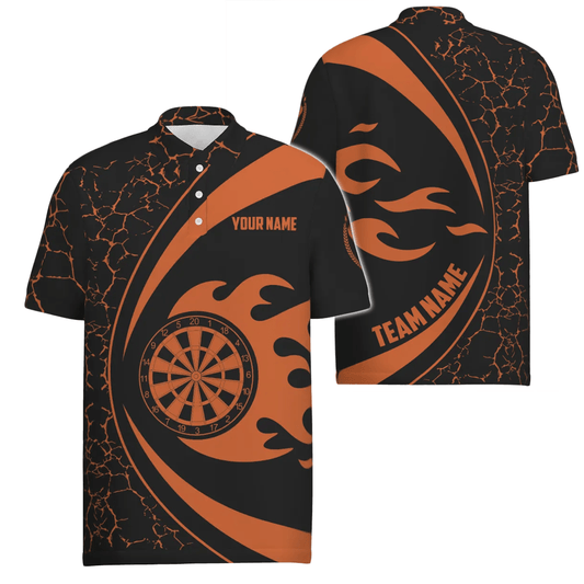 Herren Polo-Shirt mit orangenem Feuerflammen-Dartmotiv, Dartshirt für Männer, Darttrikot H259 - orange - Outfitsuche