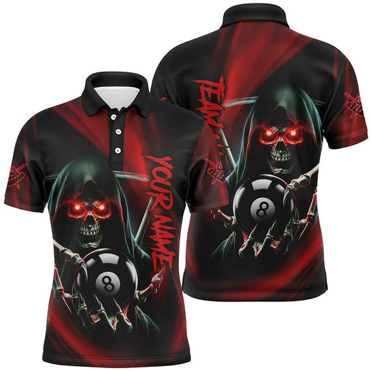 Herren Polo - Shirt mit Rotem Skull und 8 - Ball T1530 - Outfitsuche