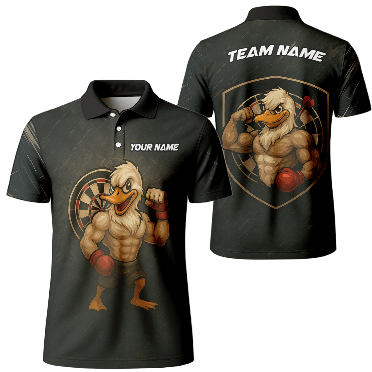 Herren Polo Shirt Muscle Duck Dart Motiv Personalisiert mit Name und Team Dunkelgrau L5012 - Outfitsuche
