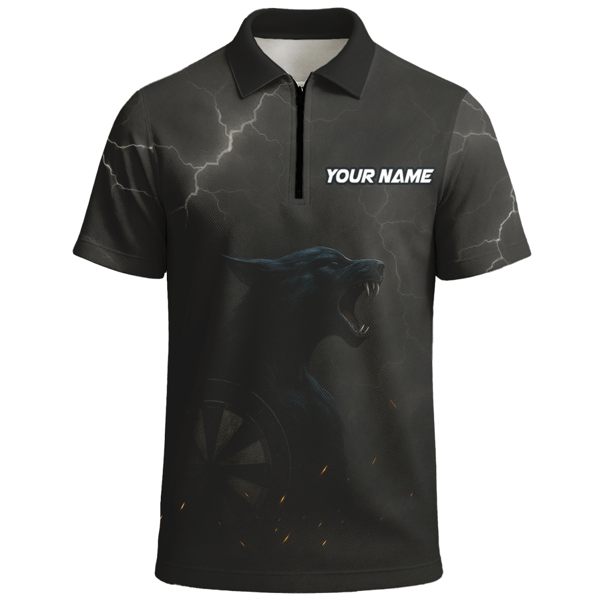 Herren Polo - Shirt Personalisiert Dunkler Wolf Blitz - Design A1881 - Outfitsuche