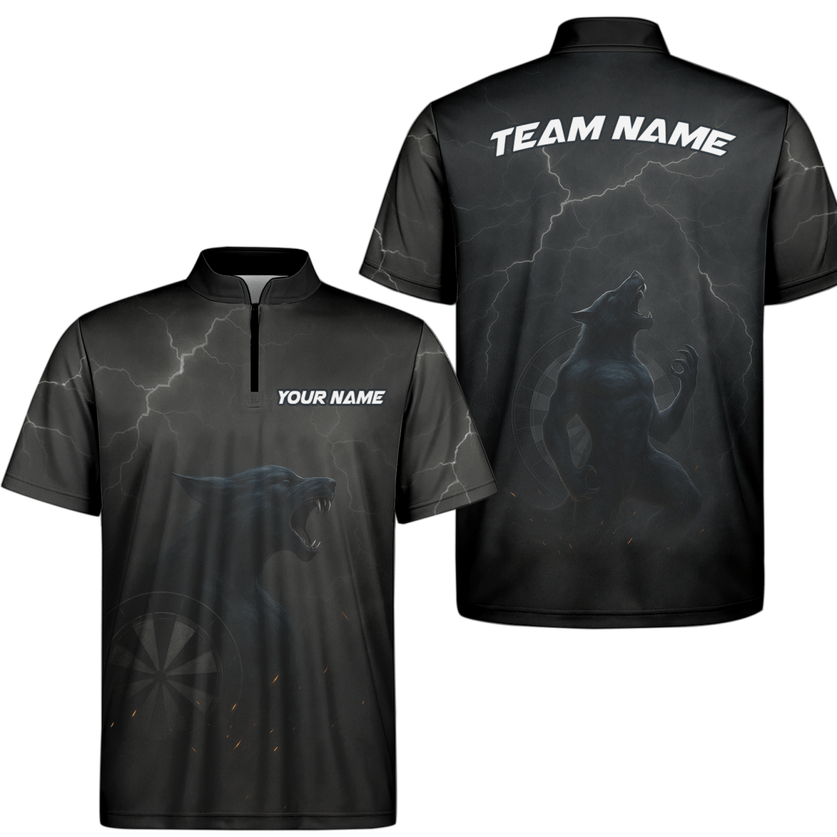 Herren Polo - Shirt Personalisiert Dunkler Wolf Blitz - Design A1881 - Outfitsuche
