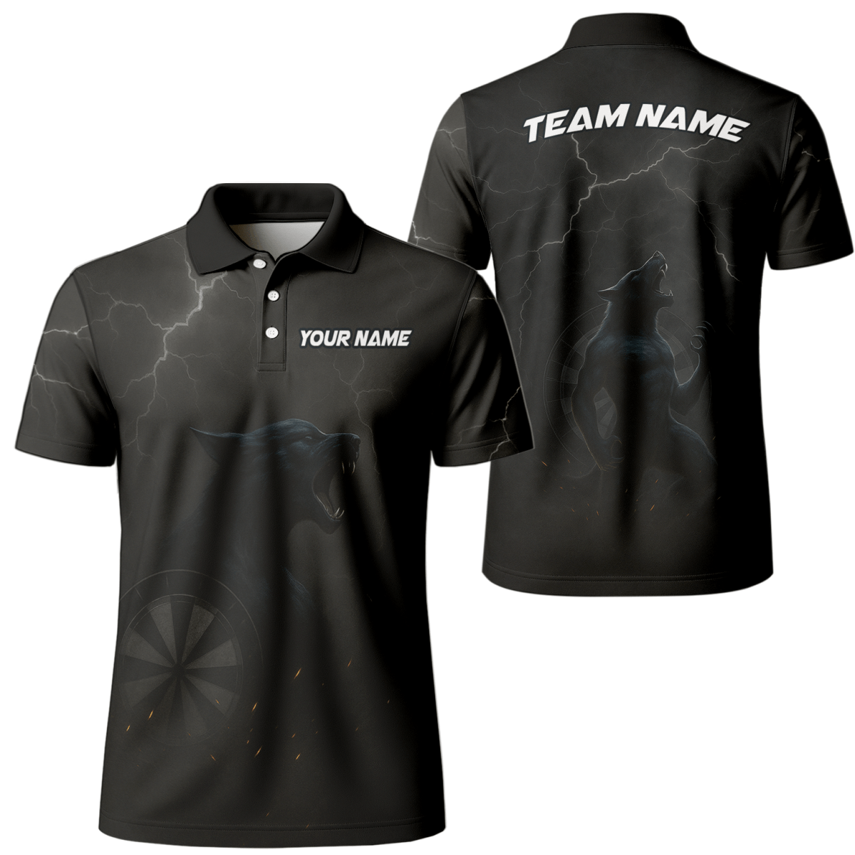Herren Polo - Shirt Personalisiert Dunkler Wolf Blitz - Design A1881 - Outfitsuche