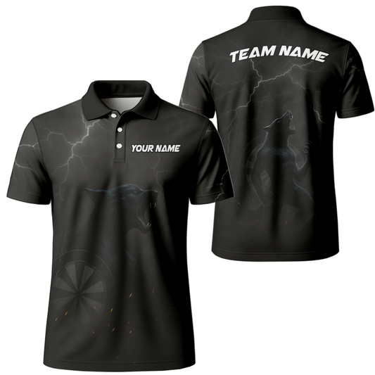 Herren Polo - Shirt Personalisiert Dunkler Wolf Blitz - Design A1881 - Outfitsuche