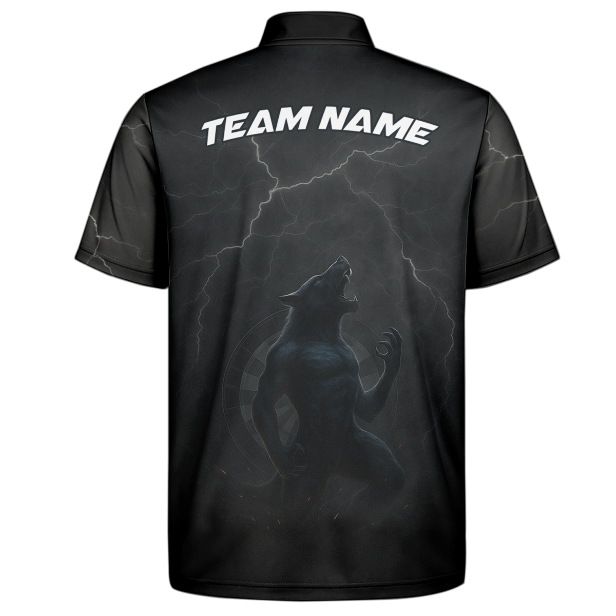 Herren Polo - Shirt Personalisiert Dunkler Wolf Blitz - Design A1881 - Outfitsuche