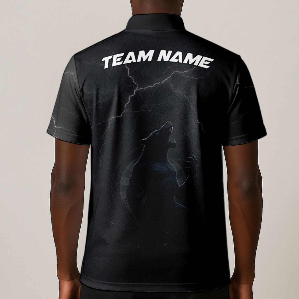 Herren Polo - Shirt Personalisiert Dunkler Wolf Blitz - Design A1881 - Outfitsuche
