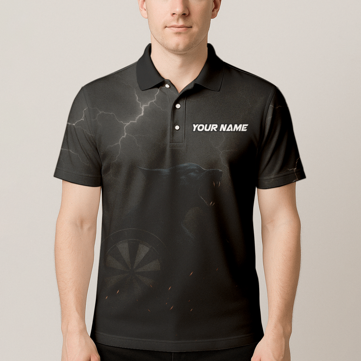 Herren Polo - Shirt Personalisiert Dunkler Wolf Blitz - Design A1881 - Outfitsuche
