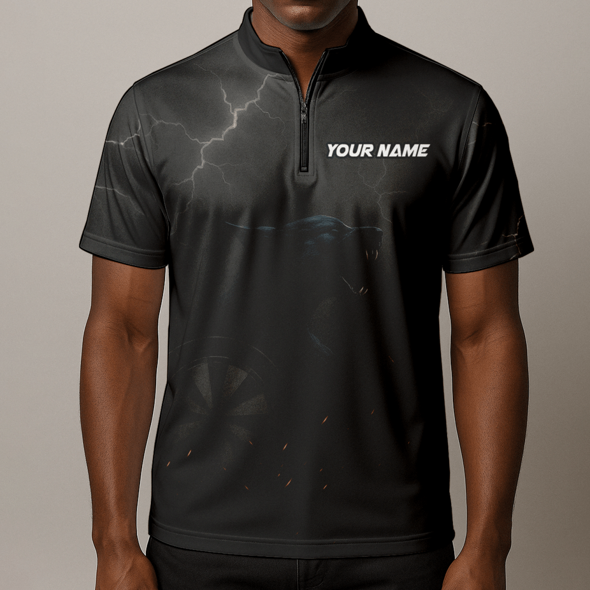 Herren Polo - Shirt Personalisiert Dunkler Wolf Blitz - Design A1881 - Outfitsuche