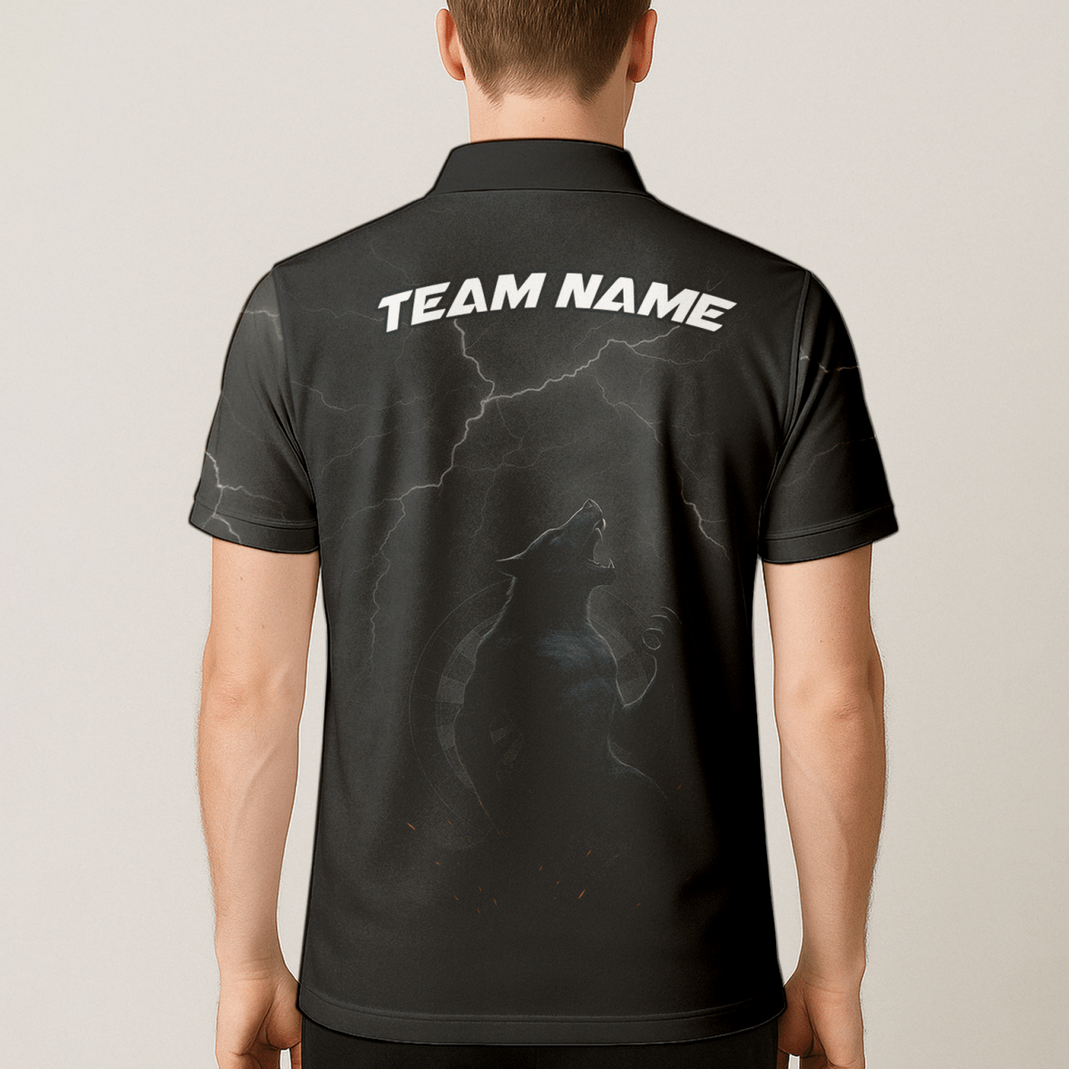 Herren Polo - Shirt Personalisiert Dunkler Wolf Blitz - Design A1881 - Outfitsuche