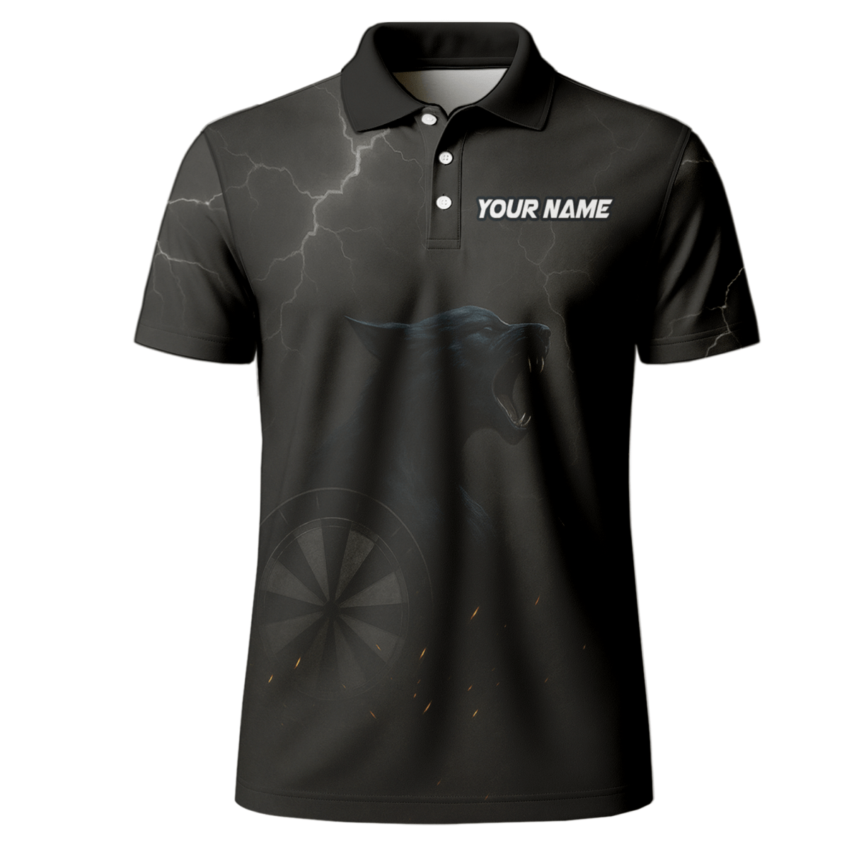 Herren Polo - Shirt Personalisiert Dunkler Wolf Blitz - Design A1881 - Outfitsuche