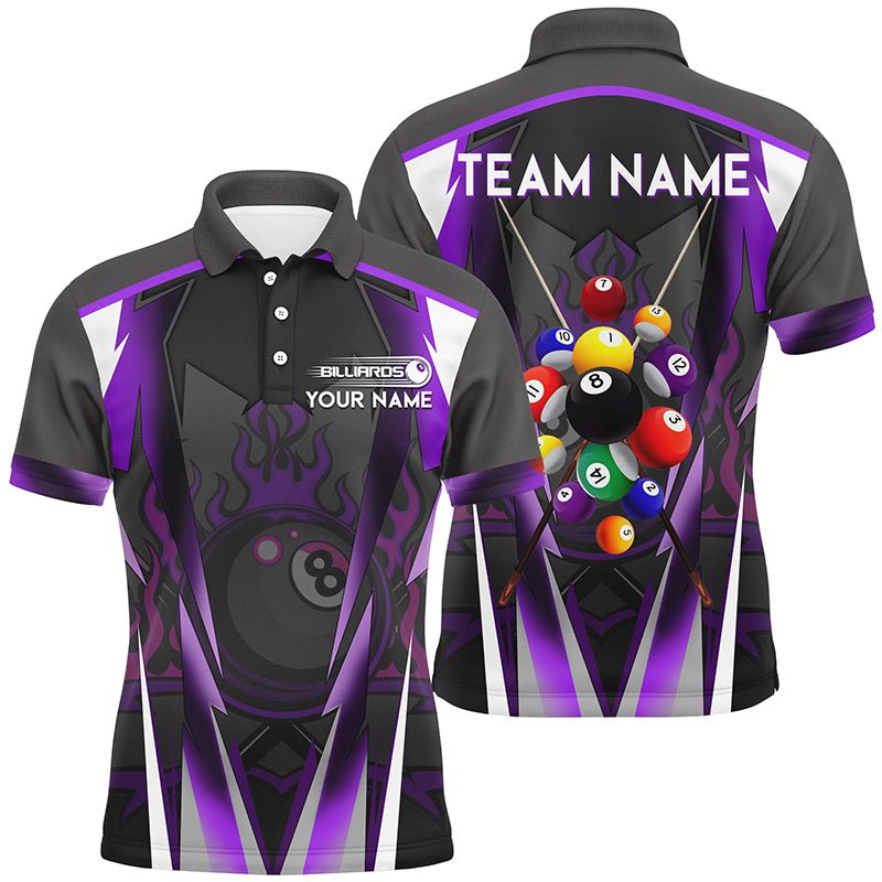 Herren Polo - Shirt Purple 8 Ball Fire für Billard T1355 - Outfitsuche