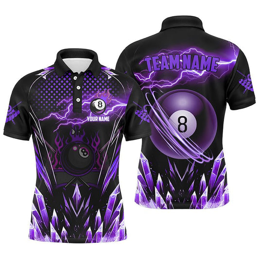 Herren Polo - Shirt Purple Icy Lightning 8 - Ball Pool T1444 - Outfitsuche